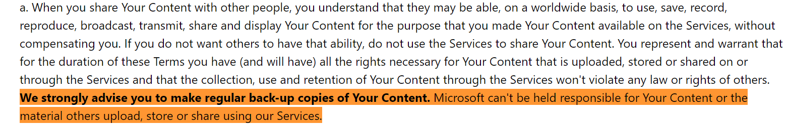 microsoft terms of service